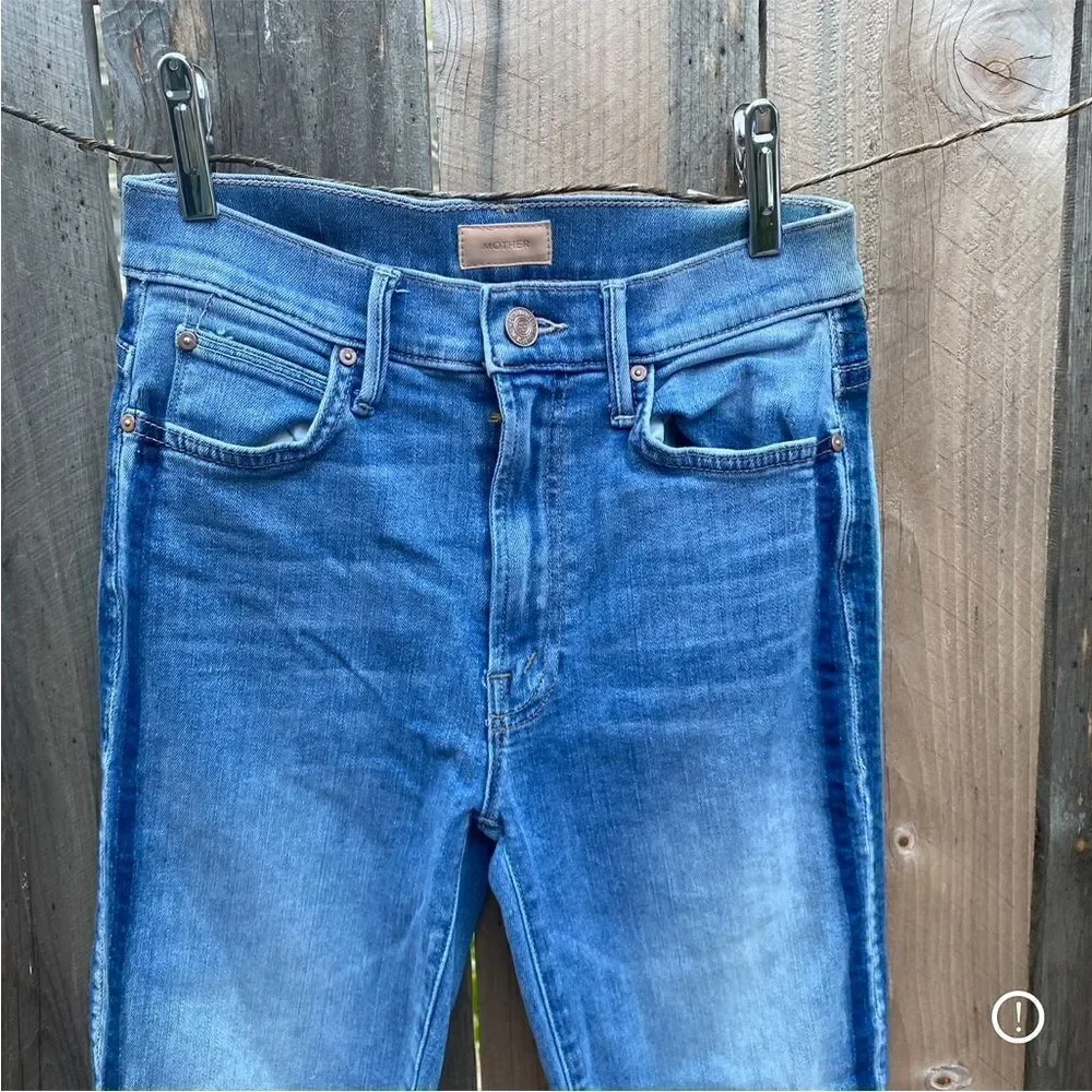 Mother stunner zip ankle step fray skinny jeans size 24